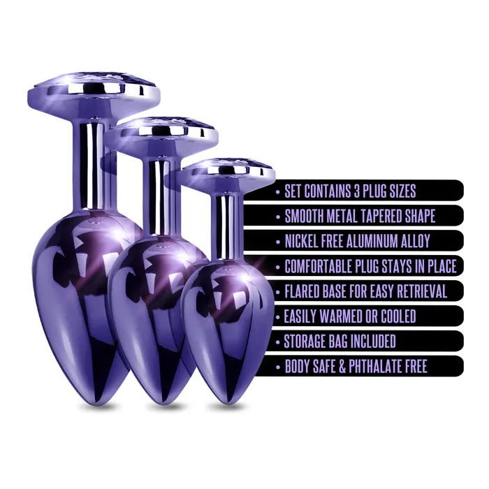 NIXIE Metal Butt Plug Trainer Set Purple Metallic Global Novelties llc Anal