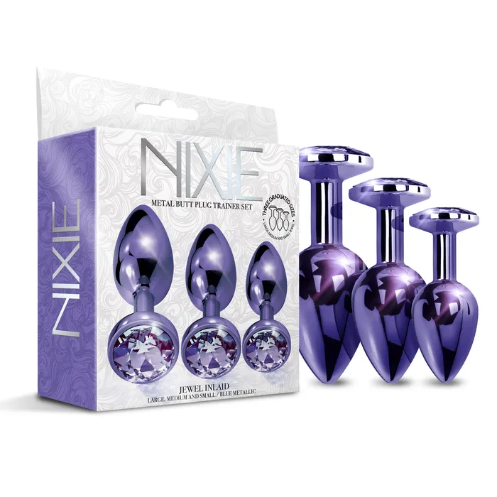 NIXIE Metal Butt Plug Trainer Set Purple Metallic Global Novelties llc Anal