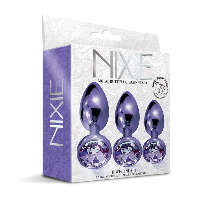 NIXIE Metal Butt Plug Trainer Set Purple Metallic Global Novelties llc Anal